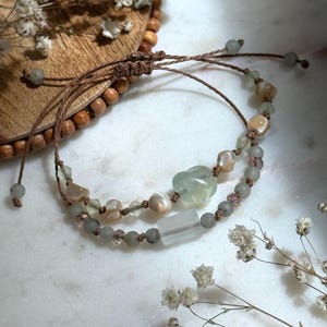 Coastal Ocean Mist Adjustable Cord Layered Bracelets, Minimal Boho Bracelet