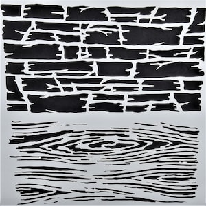 Hard-Textures, Mylar Stencil, Taglio laser, Wall Art, Aerografo, Pittura, Artigianato 15cm x 15cm