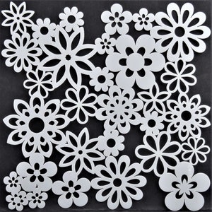 Fiori raccolti, Mylar Stencil, Taglio laser, Wall Art, Aerografia, Pittura, Artigianato 15 cm x 15 cm
