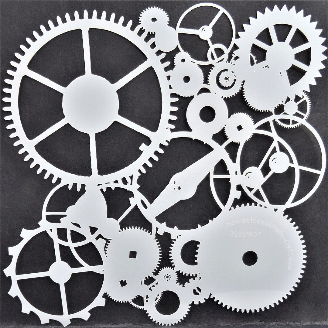 Gears Mylar Stencil Laser Cut Wall Art Airbrushing Etsy