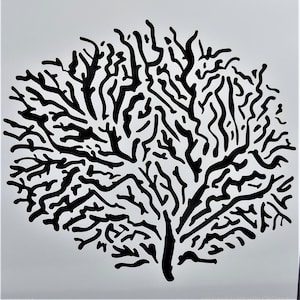 Coral, Mylar Stencil, Laser Cut, Wall Art, Airbrushing, Painting, Craft 15cm x 15cm