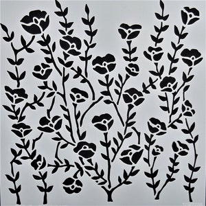 Wild-Blooms, Mylar Stencil, Taglio laser, Wall Art, Aerografo, Pittura, Artigianato 15 cm x 15 cm