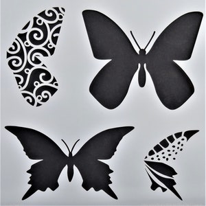 Farfalle a strati, Mylar Stencil, Taglio laser, Wall Art, Aerografia, Pittura, Artigianato 15 cm x 15 cm
