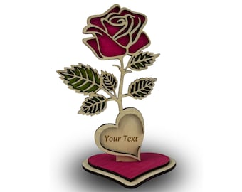 Archivo personalizable de corte láser de rosa – Plantilla de flor 3D (SVG, DXF, AI) (Descarga digital)