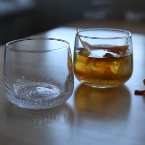 Set of 4 Lowball blown glasses- round