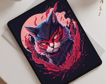 Evil Ninja Cat 1: A Studio Ghibli inspired, 3D Vector Art with Dark Magic Splash, Pastel Colours, Cute Quirks, and Retro Aesthetics.