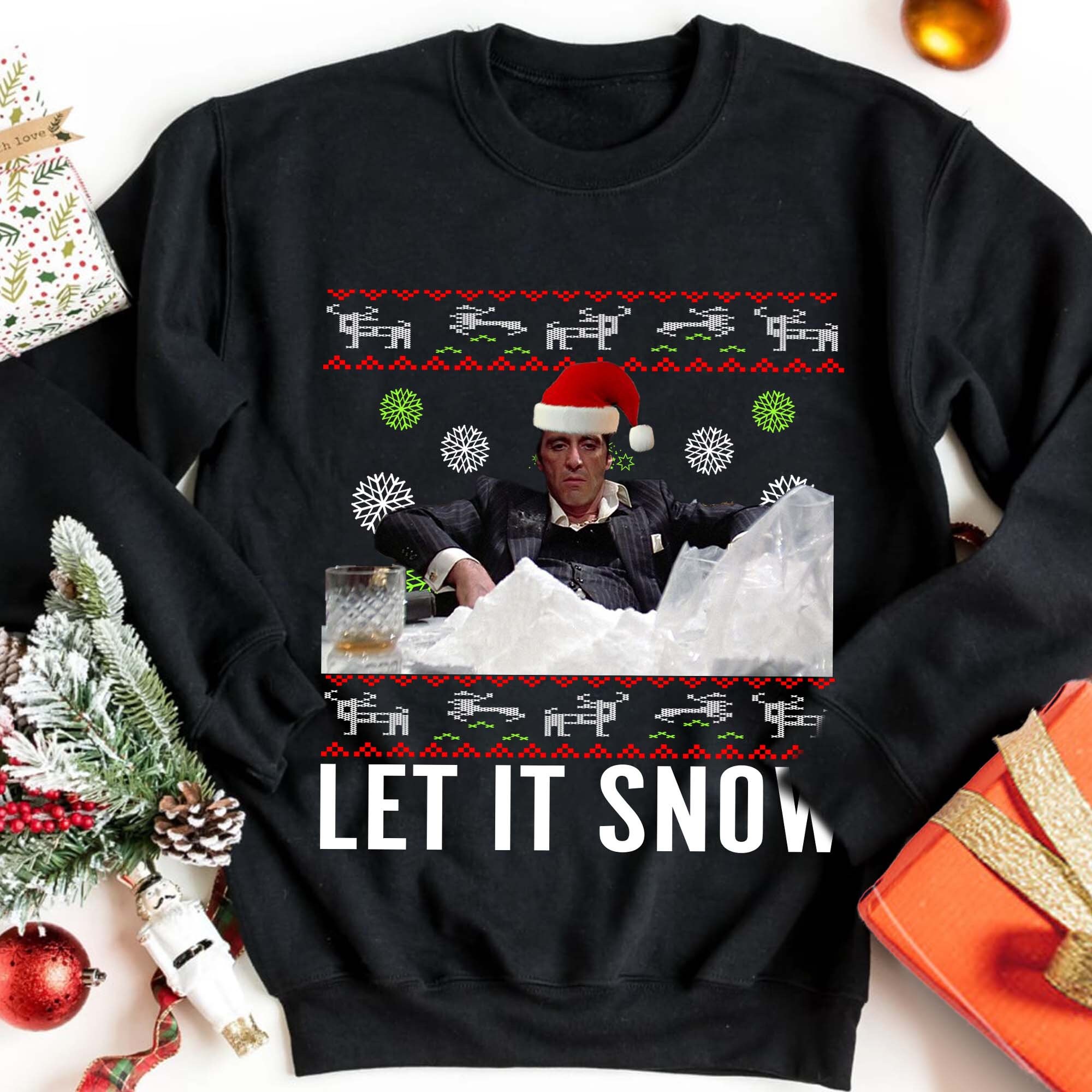 Let It Snow Ugly Christmas Shirt Tony Montana Hoodie - Etsy