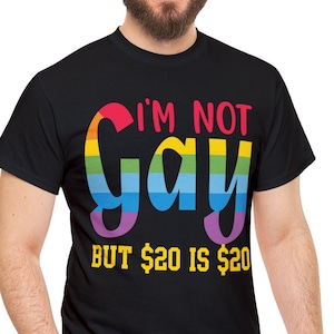 I&#39;m not Gay but 20 is 20 funny shirt, Gay Shirt, LGBT Shirt, Bisexual Shirt, Lesbian Shirt, vintage shirt, LGBT Gift, Pride Rainbow Shirt
