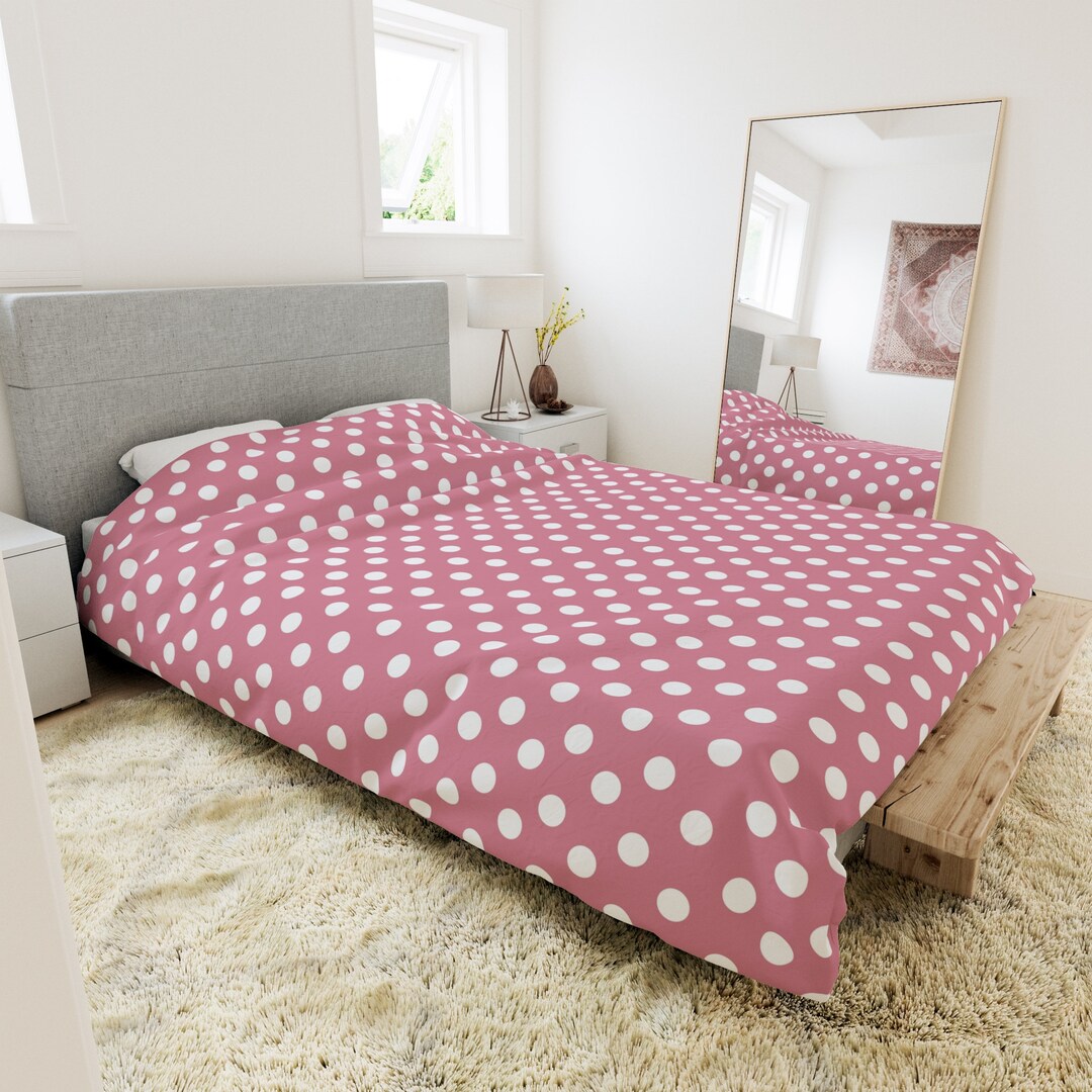 Pink and White Polka Dot Queen Size Duvet Cover 88 Etsy