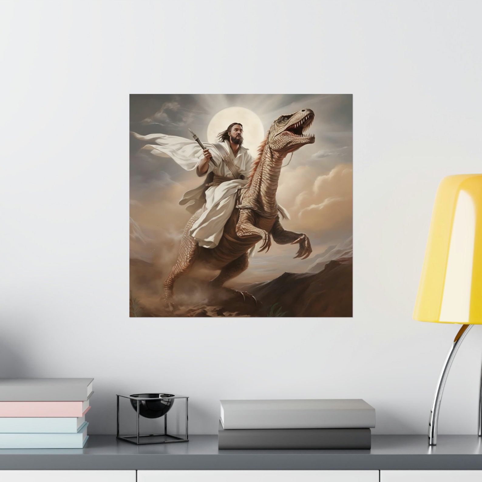 Jesus Christ on a Velociraptor Poster Dinosaur Lovers Gift - Etsy