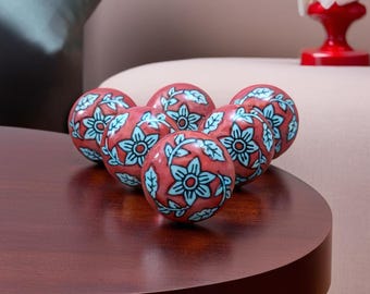 Hand-Painted Ceramic Knobs: Colorful Floral Boho Decor