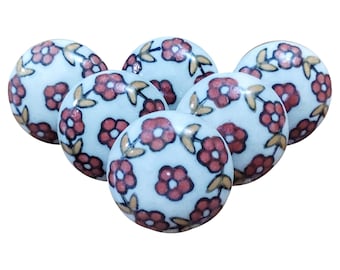 Hand-Painted Floral Ceramic Knobs: Boho Cabinet Hardware
