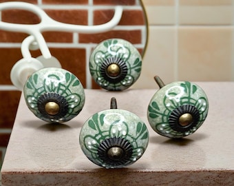 Assorted Gold Rare Handpainted Ceramic Cabinet Door Knobs and Pulls with Brass Hardware For Kitchen And Bathroom Cabinets Dresser Drawers