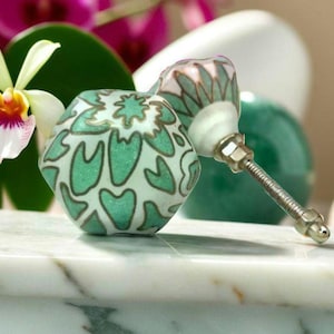 Ceramic Cabinet Door Knobs and Pulls with Brass Hardware For Kitchen And Bathroom Cabinets Dresser Drawers