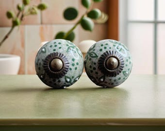 Assorted Gold Rare Handpainted Ceramic Cabinet Door Knobs and Pulls with Brass Hardware For Kitchen And Bathroom Cabinets Dresser Drawers