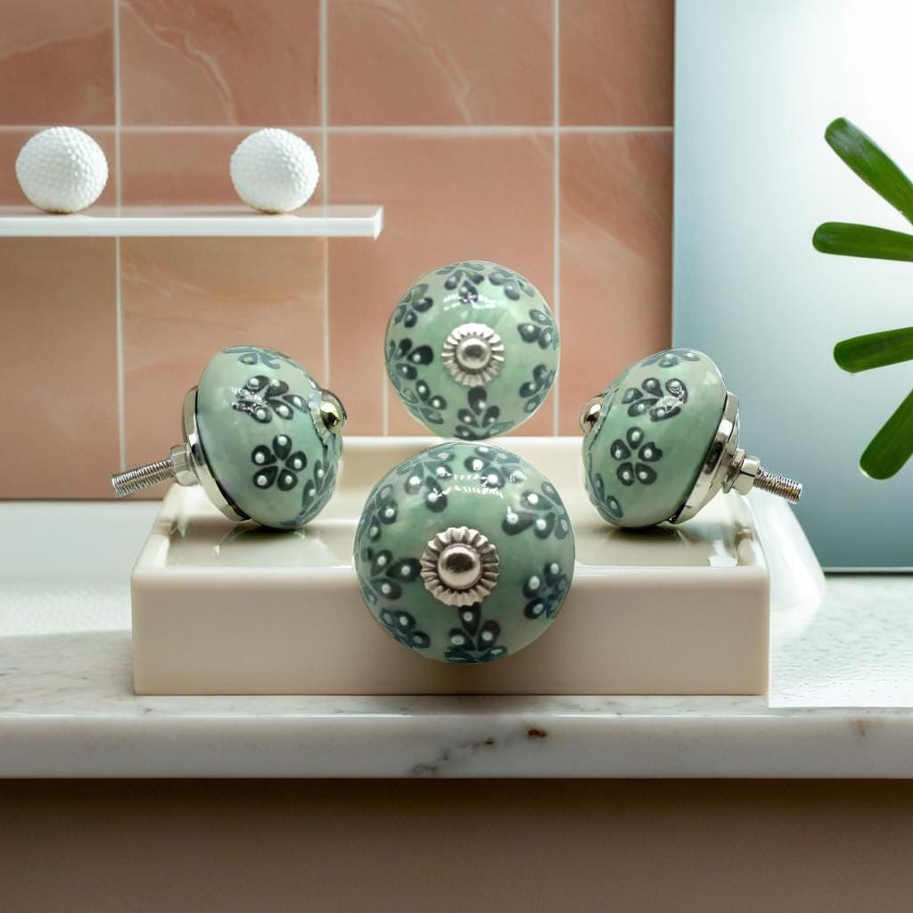 Handmade Ceramic Knobs: Multicolor Round Cabinet & Drawer Pulls