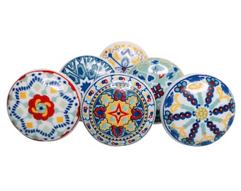 Hand-Painted Ceramic Knobs: Floral Cupboard Drawer Pulls