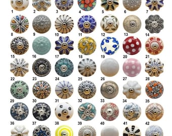 Hand-Painted Ceramic Drawer Pulls: Vintage Style Furniture Knobs