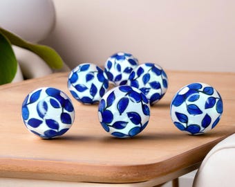 Handpainted Ceramic Cabinet Knob: White Floral Cupboard Pull