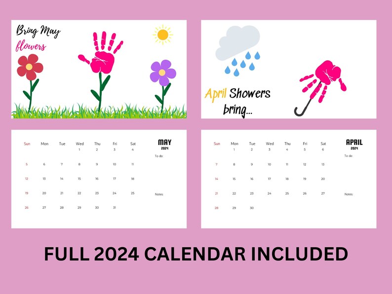 Handprint Calendar 2024, Unique Christmas Gift, Grandparents Gift