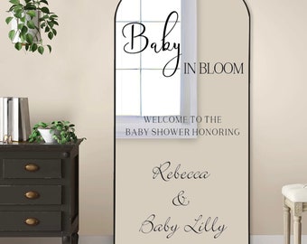 Baby in Bloom Mirror Decal: Minimalist Baby Shower Sign