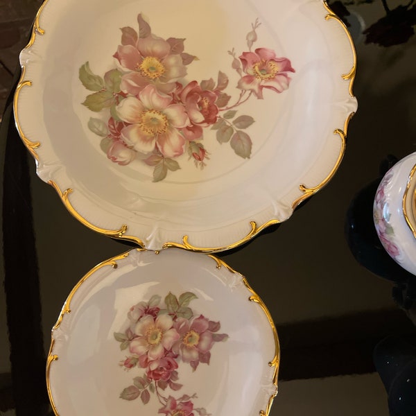 Wild Rose Bavaria Germany  Schumann Arzberg E & R 1886 Serving Plates - Chop Plate 11 3/4" and 7 1/4” small plate.