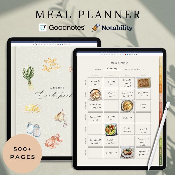 Digital Meal Planner, Digital Recipe Book for GoodNotes, Notability, Digital iPad Recipe Journal, Digital Cookbook, Recipe Book Template