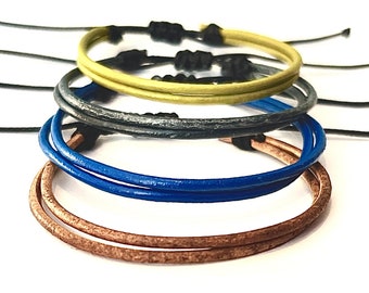 Genuine leather Bracelet / Ankle - Surfer bracelet - handmade double strand adjustable wristband for men women  by 67 degrees