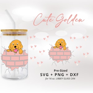 Golden Retriever Svg for 16oz Libbey Glass Can design Golden Dog face Svg Dxf Png Clipart Vector Cricut Gift Dog Lovers