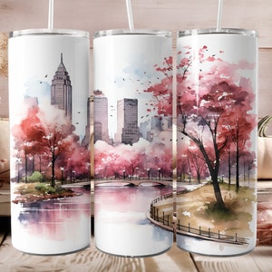Pink New York png 20oz Skinny Tumbler Wrap  Sublimation Design City 20oz Tumbler Design  Watercolor Sublimation png