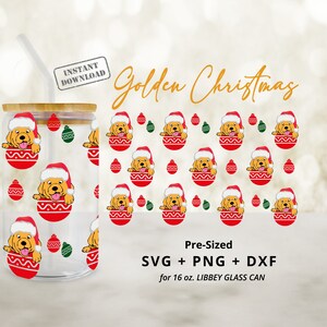 Golden Retriever Libbey Glass Wrap, 16oz Golden Retriever, Christmas Dog,Christmas Clipart, Snow png,Festive svg,Festive