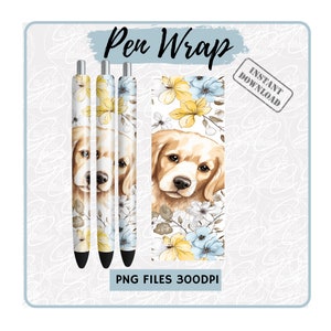 Golden Retriever Pen Wrap Png Sublimation Designs, Dog Pattern Seamless Design, Golden Retriever Gifts, Dog Lover Pen