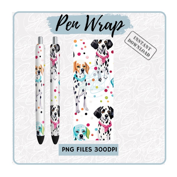 Dalmatian Pen Wrap Sublimation Designs Spotted Dog Png Puppy Breed Seamless Design Gift For Dog Lovers Girly Accessories