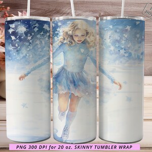 Figure Ice Skating 20oz Skinny Tumbler Straight Wrap Ice Skating Clipart Dance Clipart Dance Competition Winter Sports