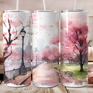 Pink New York png 20oz Skinny Tumbler Wrap  Sublimation Design City 20oz Tumbler Design  Watercolor Sublimation png