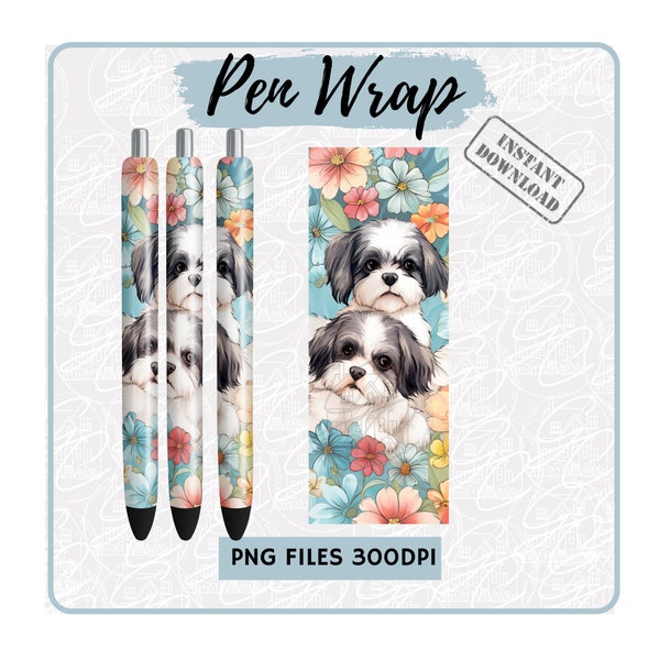 Shih Tzu png Pen Wrap Sublimation Designs Dog Breed Seamless Design Gift For Dog Lovers Gift For Mom