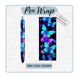 Butterfly Pen Wrap png Sublimation Designs Butterfly Seamless Design Turquoise Pen Wrap Pattern Gift For Girl
