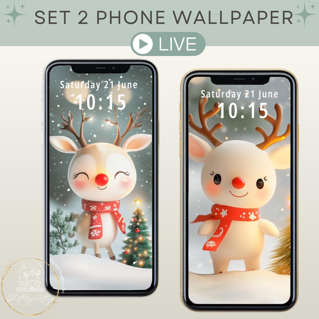 3D Live Wallpaper Set Christmas Reindeer Festive Holiday Animated