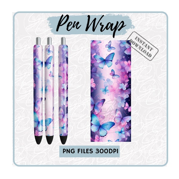 Butterfly png Pen Wrap Sublimation Designs Butterfly Seamless Design Turquoise Pen Wrap Pattern Gift For Girl