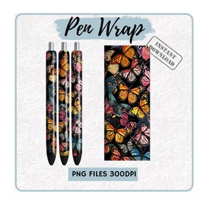 Butterfly Pen Wrap png Sublimation Designs Butterfly Seamless Design Colorful Pen Wrap Pattern Gift For Girl