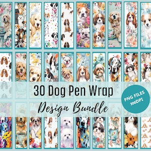 30 PNG Dog Pen Wraps Sublimation Bundle, Dog Pen Wrap Waterslide Designs, Cute Animal Pattern Png