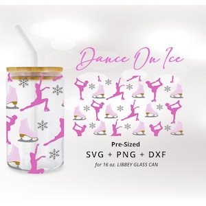 Dance On Ice, lattina di vetro Libbey per pattinaggio su ghiaccio da 16 once, arte, arte, ballerino