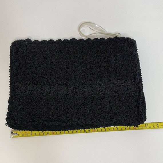 Vtg Women's Black CORDE Woven Knit 30's 40's Clut… - image 7