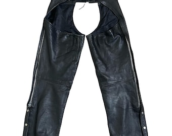Vintage Vanguard Leder Chaps L Schwarz Rindsleder Motorrad Biker Hose Cowboy