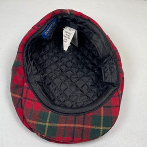 Vintage Pendleton Wool Plaid Flat Cap Men M Red Green Tartan Newsboy Driving Hat image 7
