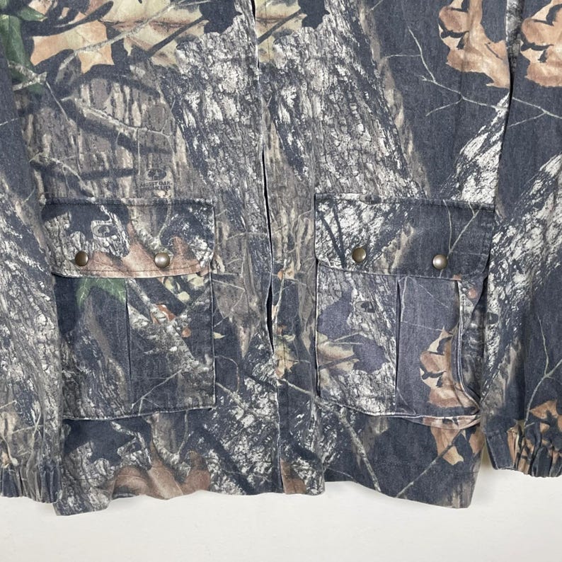 No Trace Mossy Oak Camo Jas Met Volledige Rits Heren L Groen Bruin Hunting Utility afbeelding 4