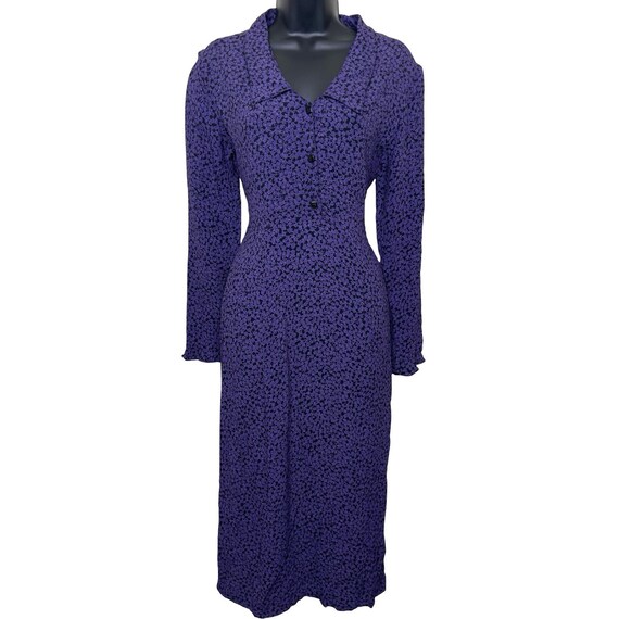 fitted lace wedding dress Navy and Purple Ditsy Floral Dress XL