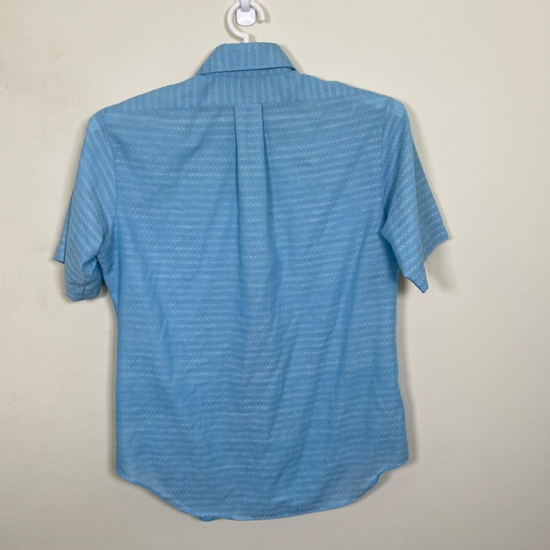 Camisa de campamento McGregor Scotset vintage para hombre, talla M, azul, con cuello tipo daga texturizado, estilo retro de los años 70. imagen 7
