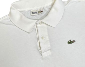 VintageChemise Lacoste Polo pour hommes 7/XL blanc Fabriqué en France des années 80 90 Gator