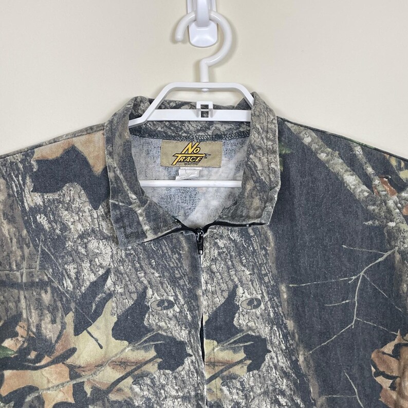 No Trace Mossy Oak Camo Jas Met Volledige Rits Heren L Groen Bruin Hunting Utility afbeelding 3